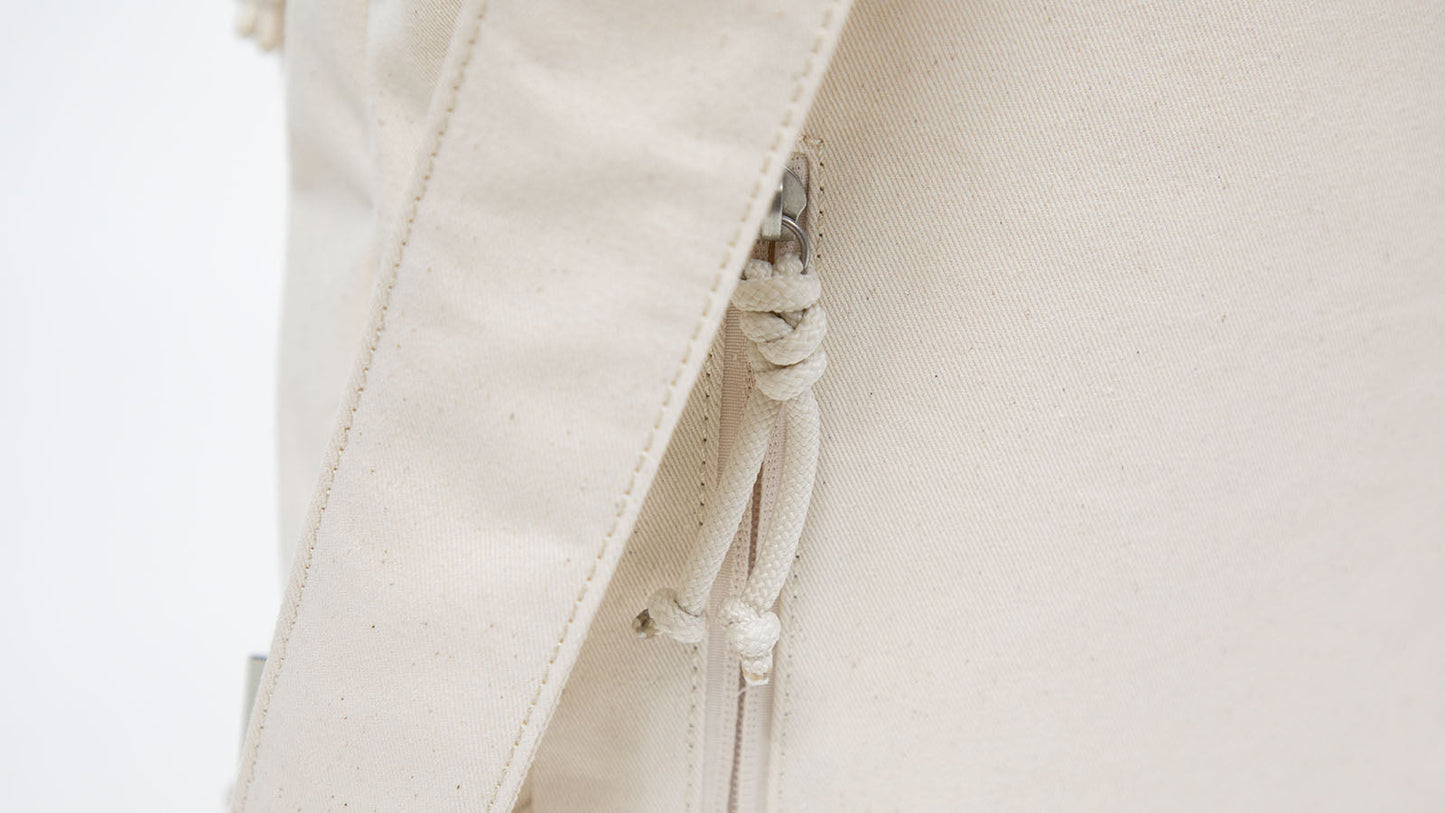 Macaroon Drawstring Organic Cotton Series Beige Backpack