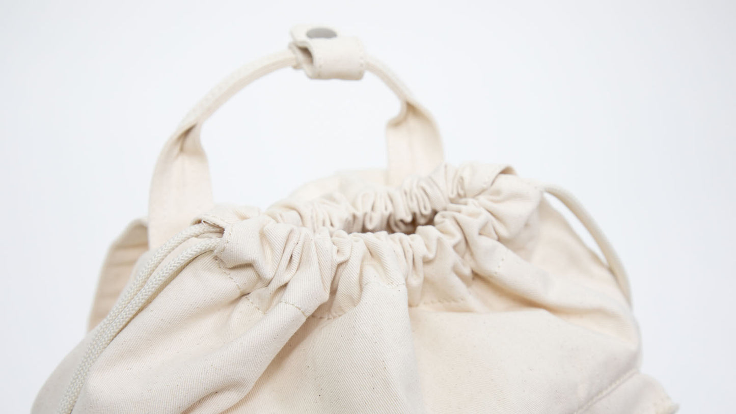 Macaroon Drawstring Organic Cotton Series Beige Backpack
